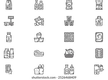 Grocery icons collection is a vector illustration with editable stroke.