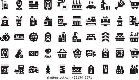 Grocery icons High-Quality Vector Icons Collection with Editable Stroke. Ideal for Professional and Creative Projects.