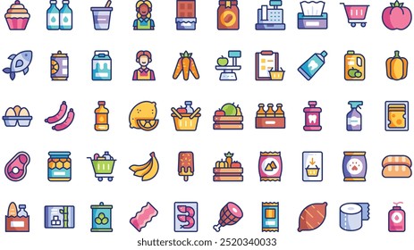 Grocery icons High-Quality Vector Icons Collection with Editable Stroke. Ideal for Professional and Creative Projects.