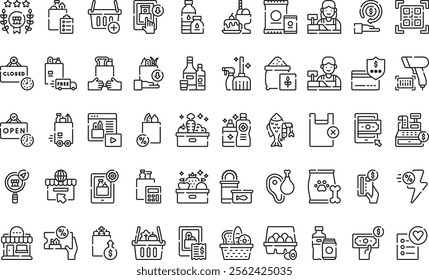 Grocery icons High-Quality Vector Icons Collection with Editable Stroke. Ideal for Professional and Creative Projects.