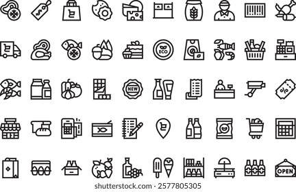 Grocery icons High-Quality Vector Icons Collection with Editable Stroke. Ideal for Professional and Creative Projects.
