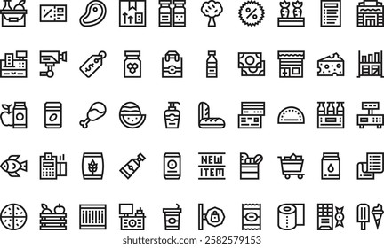 Grocery icons High-Quality Vector Icons Collection with Editable Stroke. Ideal for Professional and Creative Projects