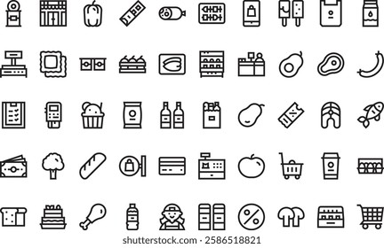 Grocery icons High-Quality Vector Icons Collection with Editable Stroke. Ideal for Professional and Creative Projects.