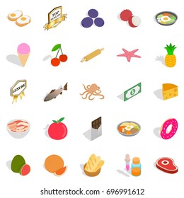Grocery icons set. Cartoon set of 25 grocery vector icons for web isolated on white background
