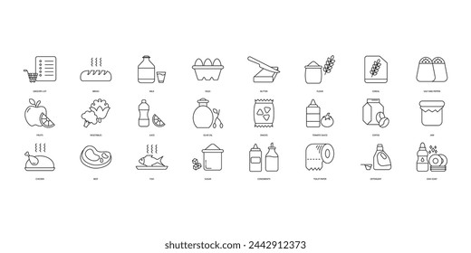Grocery icons set. Set of editable stroke icons.Vector set of Grocery