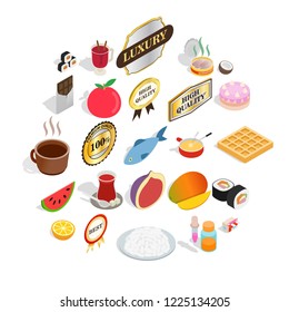 Grocery icons set. Isometric set of 25 grocery vector icons for web isolated on white background