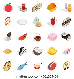 Grocery icons set. Isometric set of 25 grocery vector icons for web isolated on white background