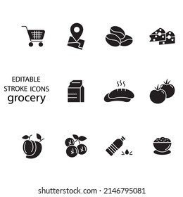 grocery icons set . grocery pack symbol vector elements for infographic web