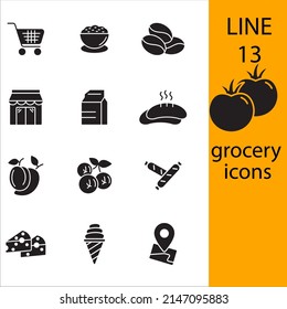 grocery icons set . grocery pack symbol vector elements for infographic web