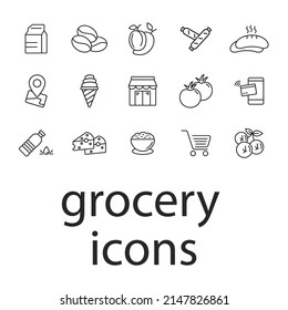 grocery icons set . grocery pack symbol vector elements for infographic web