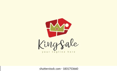 The grocery label logo design is combined with a crown. Can be used for the logo of a sales shop, or jewelry, or luxury. vector