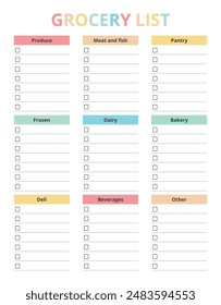 Grocery list with colourful design