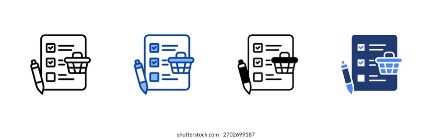 Grocery List icon set multiple style collection