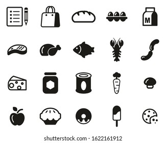 Grocery List Icons Black & White Set 
