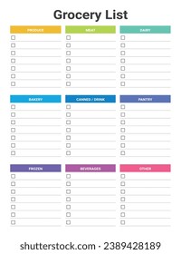 Plantilla de imprimible de lista de compras, planificador de compras