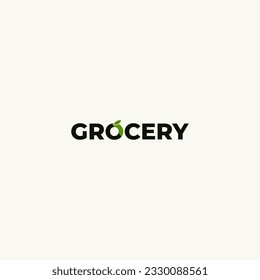 grocery logo design with a green leaf and light background