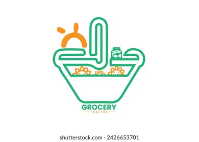 grocery logo design template vector 