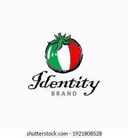 grocery logo with tomato and italian 
