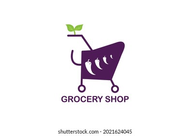 grocery logo vector template design, eco basket logo