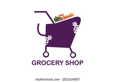grocery logo vector template design, eco basket logo