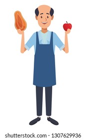 grocery man cartoon
