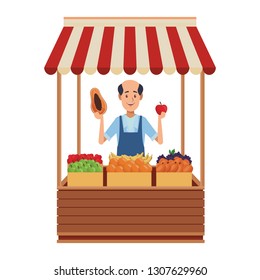 grocery man cartoon