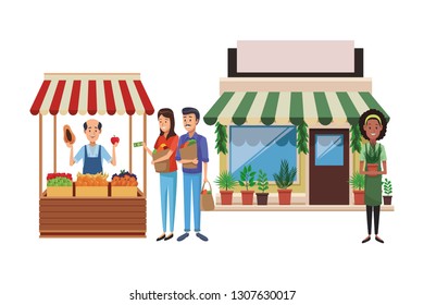 grocery man cartoon