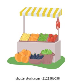 Grocery market semi flat color vector object. Full sized item on white. Organic product. Fruit and vegetables selling simple cartoon style illustration for web graphic design and animation