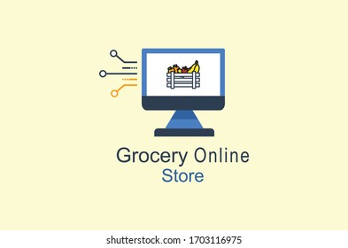 grocery online store logo design vector template