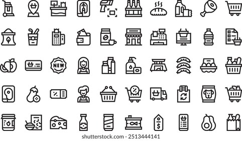 Grocery pack icons High-Quality Vector Icons Collection with Editable Stroke. Ideal for Professional and Creative Projects.