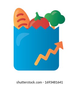 grocery paper bag with arrow up infographic degradient style vector illustration design