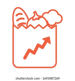 grocery paper bag with arrow up infographic line style vector illustration design