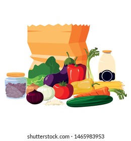 grocery paper bag fruits vegetables products