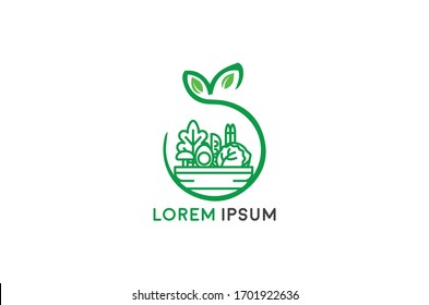 Grocery Paper Bag With Salad Plant, Dairy Product, Bread And Leaves, Logo Design. Organic, Natural And Eco Food, Meal Store Or Market, Vector Design And Illustration