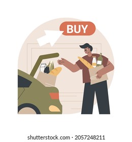 Grocery pick up service abstract concept vector illustration. Online grocery ordering, virus protected shopping, fresh and safe products, express food delivery, ecommerce abstract metaphor.