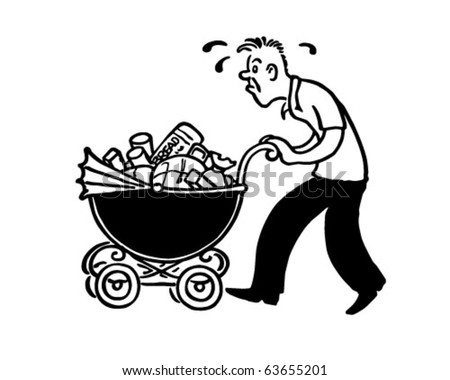 grocery pram retro clipart