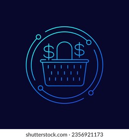 Grocery prices icon, linear design