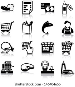 Grocery related icons/ silhouettes.