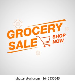 Grocery Sale Shop Now Label Vector