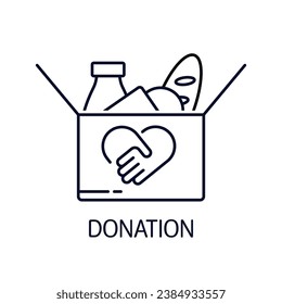 Grocery set.Donation.  Vector linear illustration icon isolated on white background.