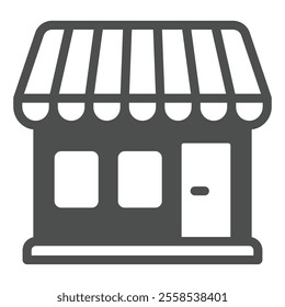 Grocery shop building solid icon, eat what you want concept. Vector graphics. Market house sign on white background, glyph style icon for mobile or web design