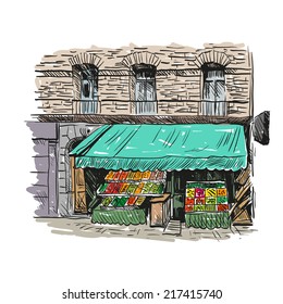 Grocery shop hand drawn, vector illustration