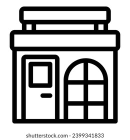 Symbol für Lebensmittelgeschäfte, Umrissvektor. Lebensmittelgeschäft. Kleiner Absatzmarkt