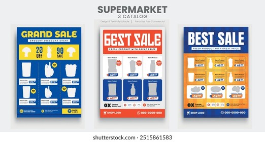 Lebensmittelgeschäft Promotion Katalog Flyer Set Vorlage, Produktkatalog Verkauf Promotion Banner