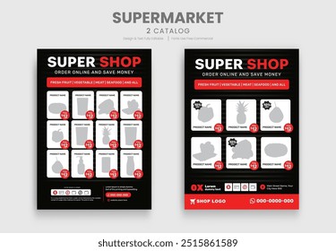 Grocery Shop promotion catalog flyer set template, product catalog sale promotion banner