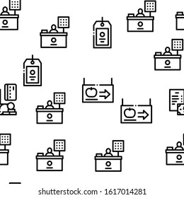 Grocery Shop Shopping Seamless Pattern Vector Thin Line. Illustrations