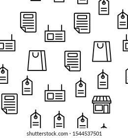 Grocery Shop Vector Seamless Pattern Thin Line Illustration