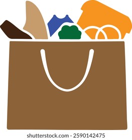 Grocery Shopping Bag Icon Vector