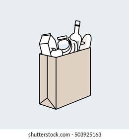 Grocery Shopping Bag, Vector Icon