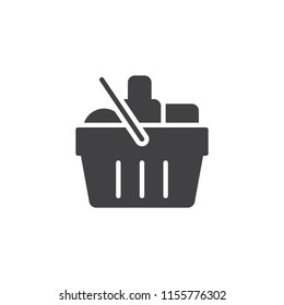 Grocery shopping basket vector icon. filled flat sign for mobile concept and web design. Basket With Food simple solid icon. Symbol, logo illustration. Pixel perfect vector graphics